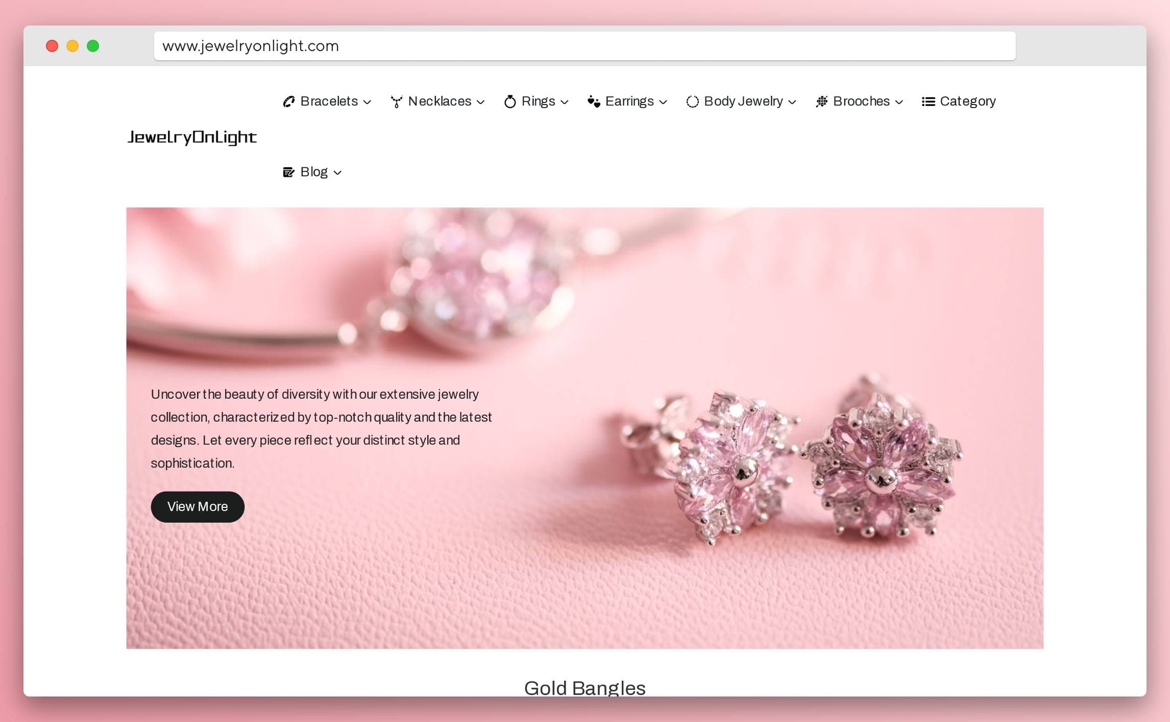 JewelryOnLight homepage screenshot