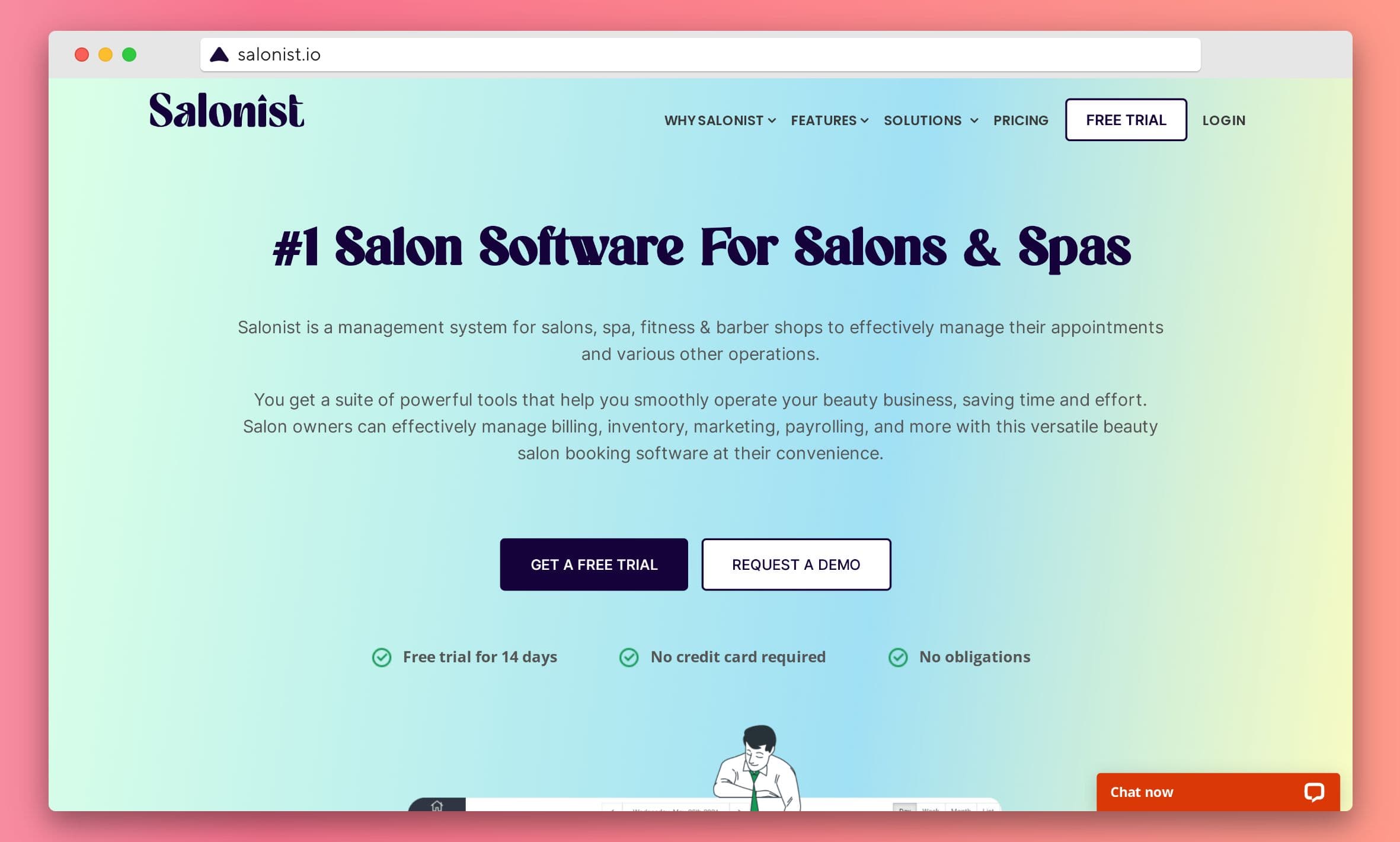 Salonist homepage screenshot