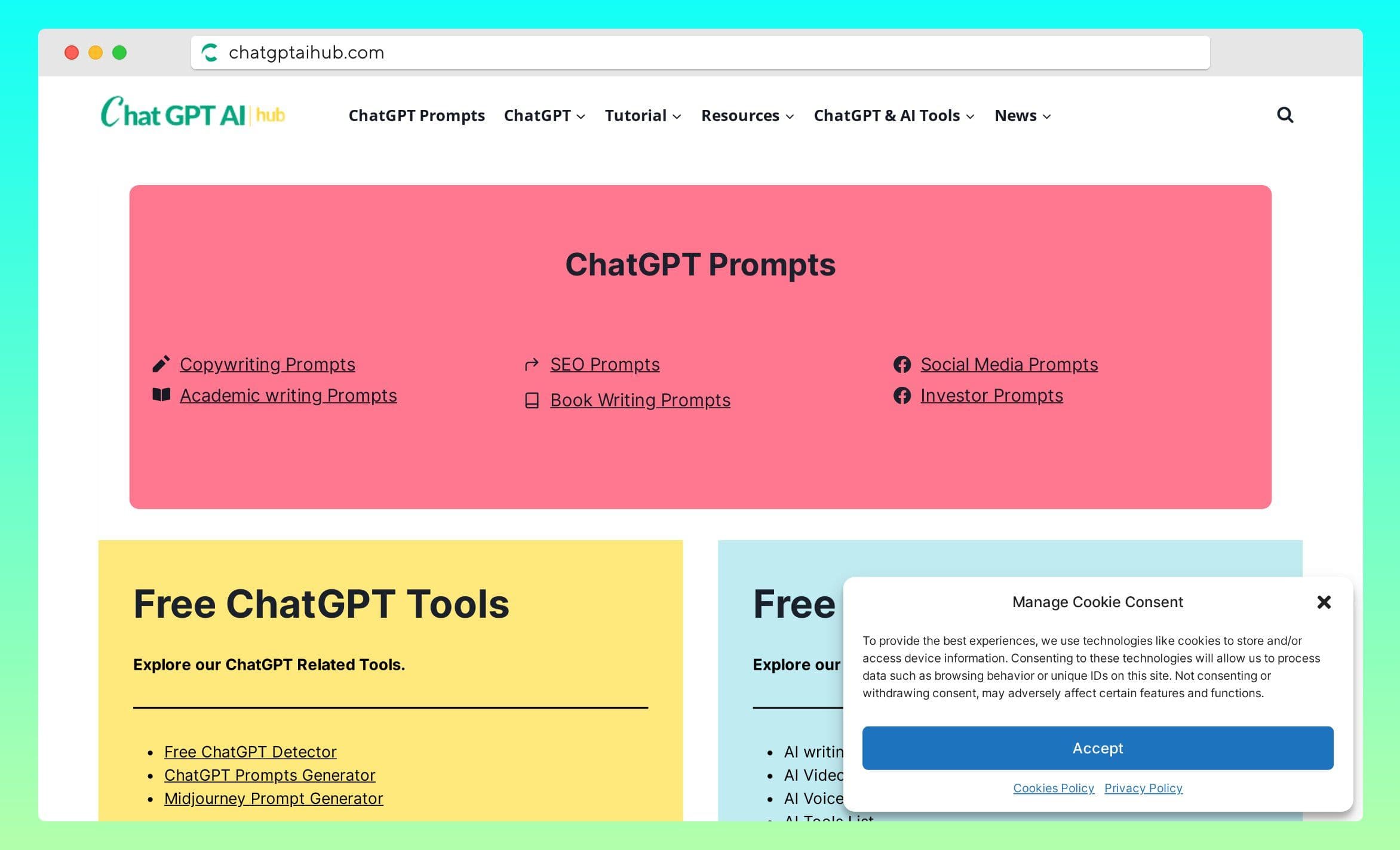 chatgptaihub homepage screenshot