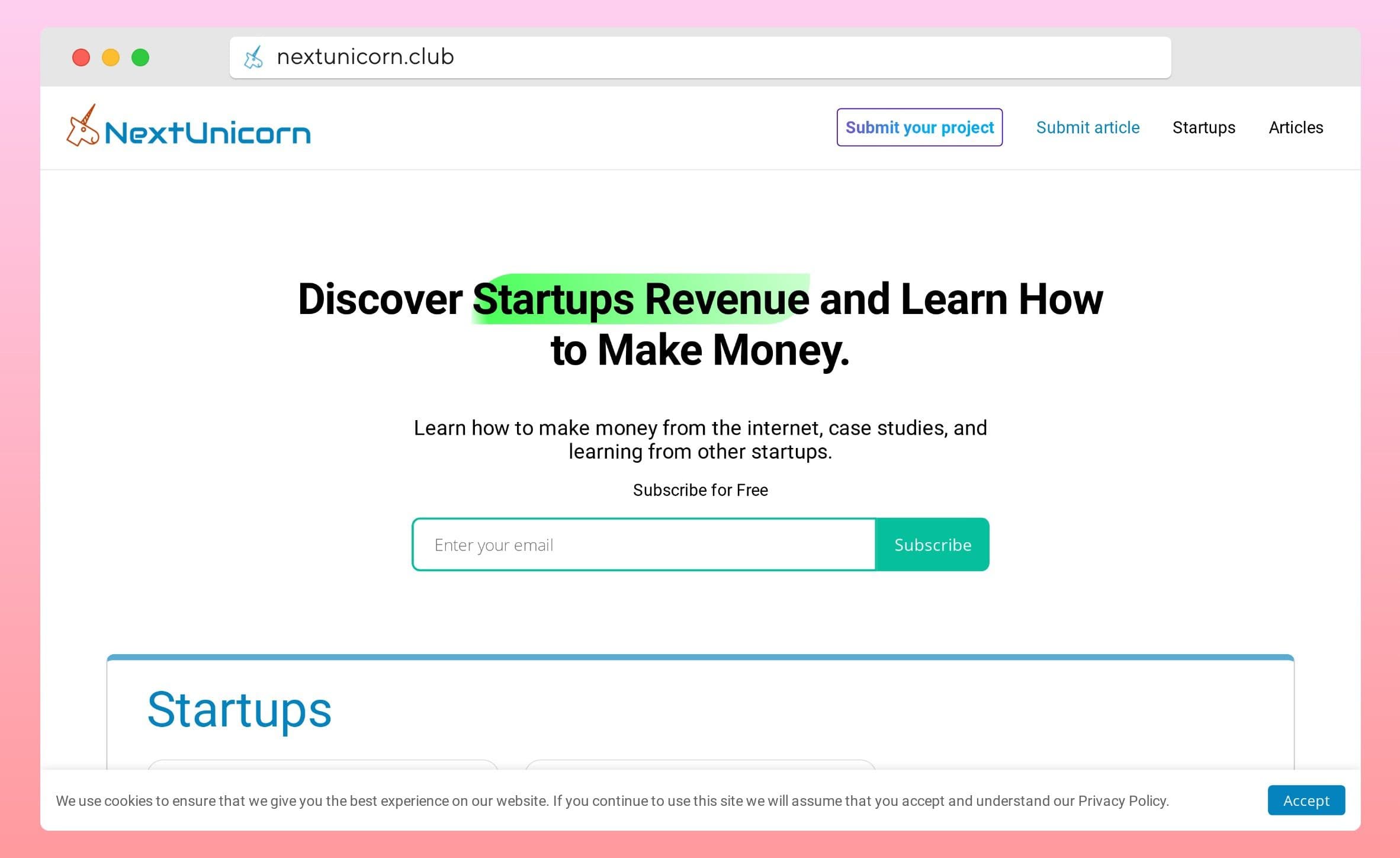 nextunicorn.club homepage screenshot